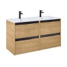 Roca Alpine Szafka (4 szuflady) z umywalką ceramiczną 120 cm jasny dąb (2xA857863464+A32799A000)