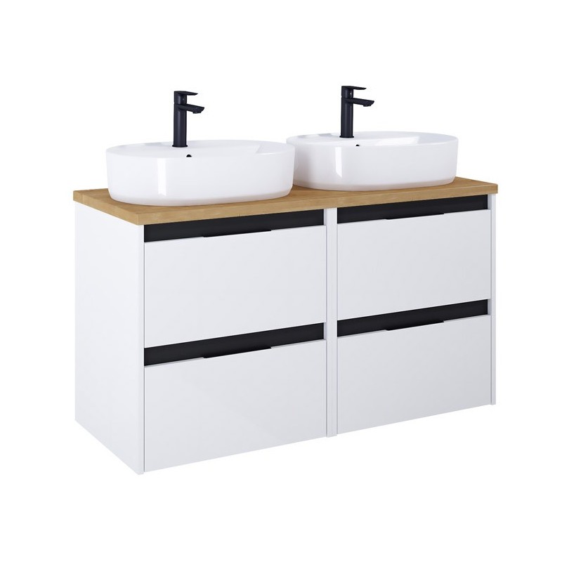 Roca Alpine Szafka (4 szuflady) z blatem 120 cm biały połysk (2xA857863606+A857757464)