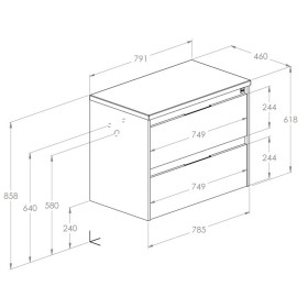 Roca Alpine Szafka (2 szuflady) z blatem 80 cm jasny dąb (A857865464+A857781464)