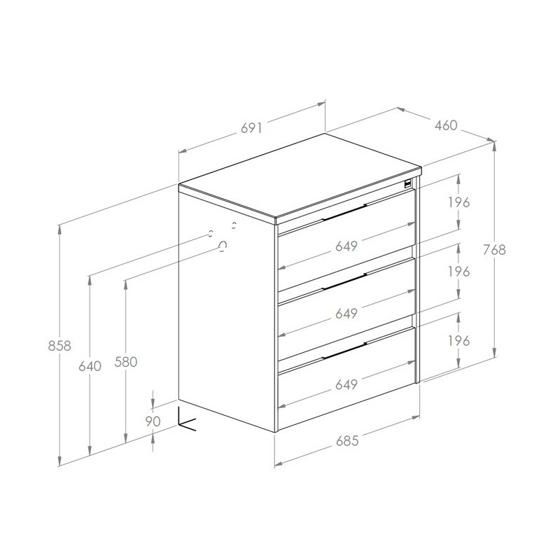 Roca Alpine Szafka (3 szuflady) z blatem 70 cm czarny mat (A857867532+A857891464)