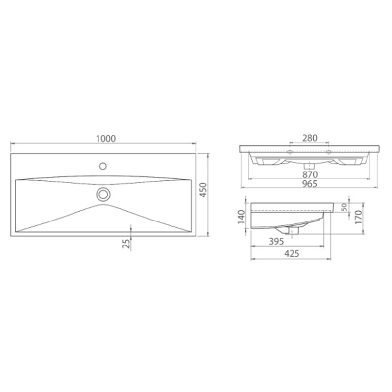 CeraStyle Umywalka Elite 100 cm (032400-u)