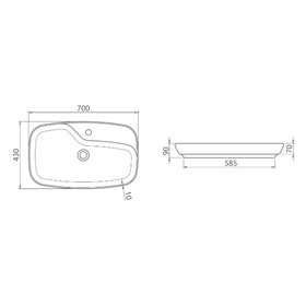 CeraStyle Umywalka nablatowa Nova 70 cm (074400-u)