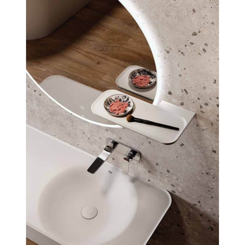 Rak Ceramics Valet Ceramiczna półka 39,5x20,5 cm do lustra okrągłego JOY lewa biały połysk (VALAC3609AWHA)