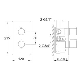Kohlman Experience Black Bateria wannowa termostatyczna podtynkowa 2 wyjścia (QW432EB)
