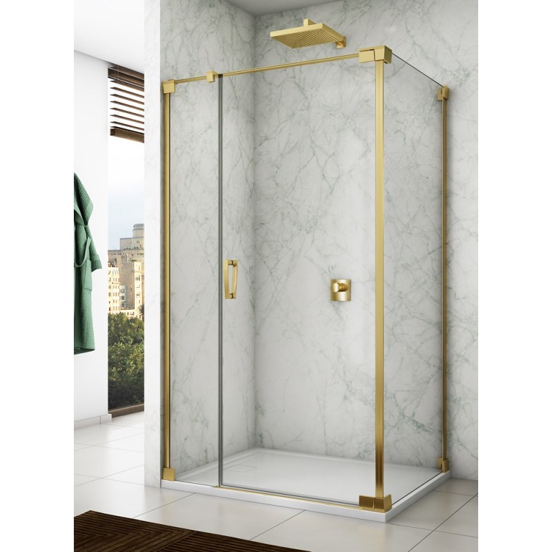 SanSwiss Cadura CA31C+CAT2 Kabina Prysznicowa Złota P 90x80 cm Szkło Przezroczyste (CA31CD0901207+CAT20801207)