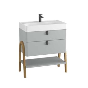 Krofam Moss Szafka podumywalkowa 70cm jasno szary półmat z umywalką  (145-0104+145-0500)