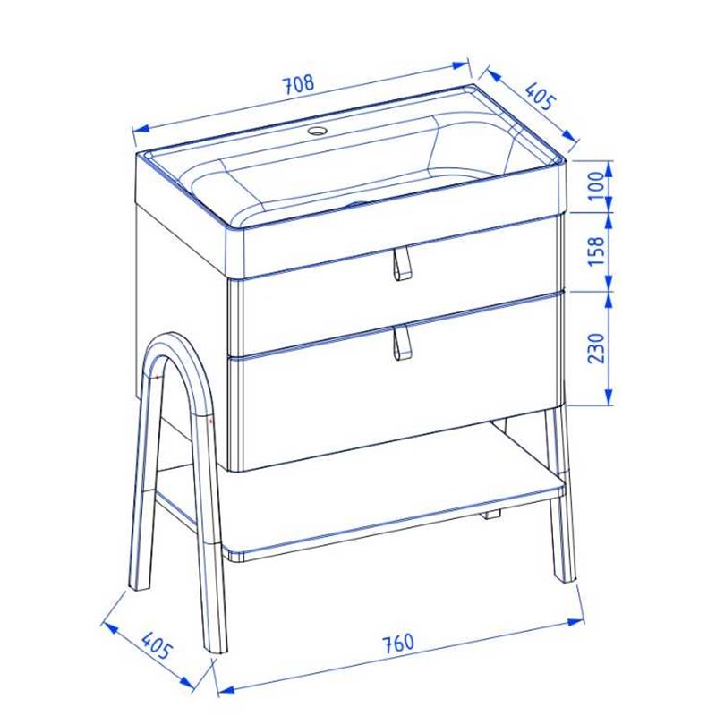 Krofam Moss Szafka podumywalkowa 70cm jasno szary półmat z umywalką  (145-0104+145-0500)