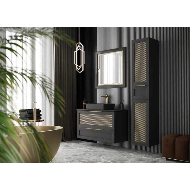 Krofam Chic Blat kompaktowy 60 cm struktura kamienia czarny (156-0101)