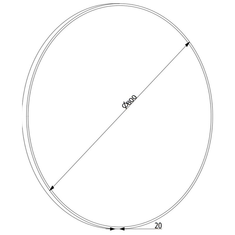 Krofam Edge Lustro okrągłe w aluminiowej anodowanej ramie COMO 80 cm czarna rama (138-0007)