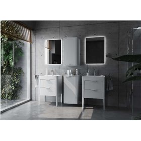 Krofam Vibe Szafka podumywalkowa 80 cm biało-szary półmat z umywalką biało-szarą (146-0002+146-0504)