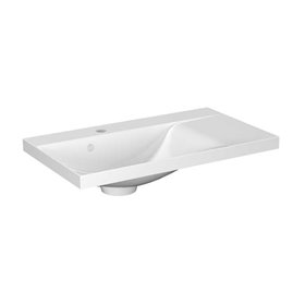 Krofam e-Vog Szafka podumywalkowa 69 cm biały połysk / uchwyt złoty z umywalką marmur (159-0004+159-0501)