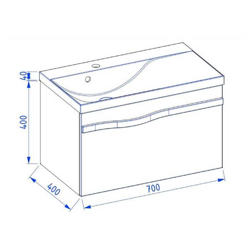 Krofam e-Vog Szafka podumywalkowa 69 cm biały połysk / uchwyt złoty z umywalką marmur (159-0004+159-0501)