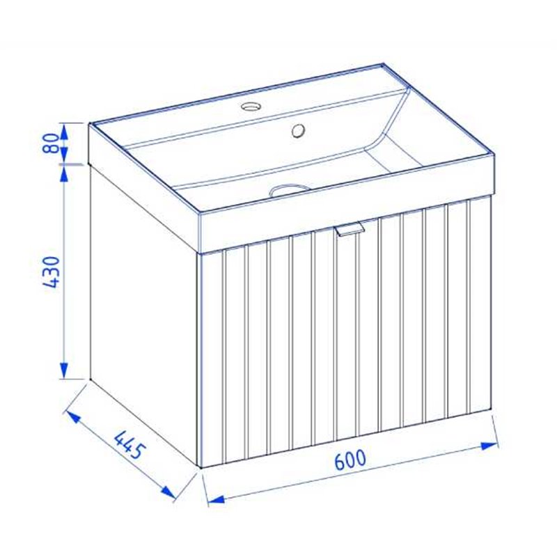 Krofam e-Harmo Szafka podumywalkowa 60 cm szaro-zielony półmat z umywalką (158-0002+158-0501)