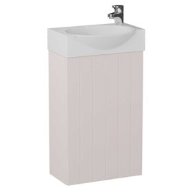 Krofam e-Dia Szafka podumywalkowa 40 cm pudrowy róż półmat w zestawie z umywalką z marmuru (142-0204)