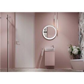 Krofam e-Dia Szafka podumywalkowa 40 cm pudrowy róż półmat w zestawie z umywalką z marmuru (142-0204)