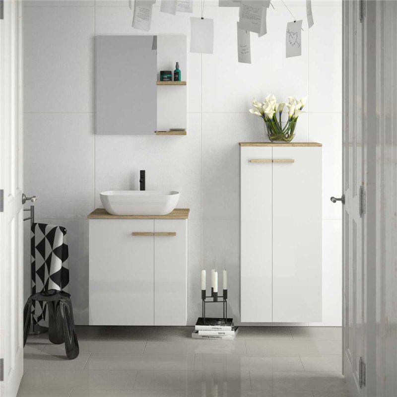 Krofam e-L_Wood Lustro 79 cm biały połysk (139-0010)