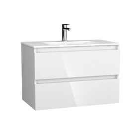 Krofam e-Arco Szafka podumywalkowa 80 cm biały połysk z umywalką ceramiczną (149-0013+137-0556)