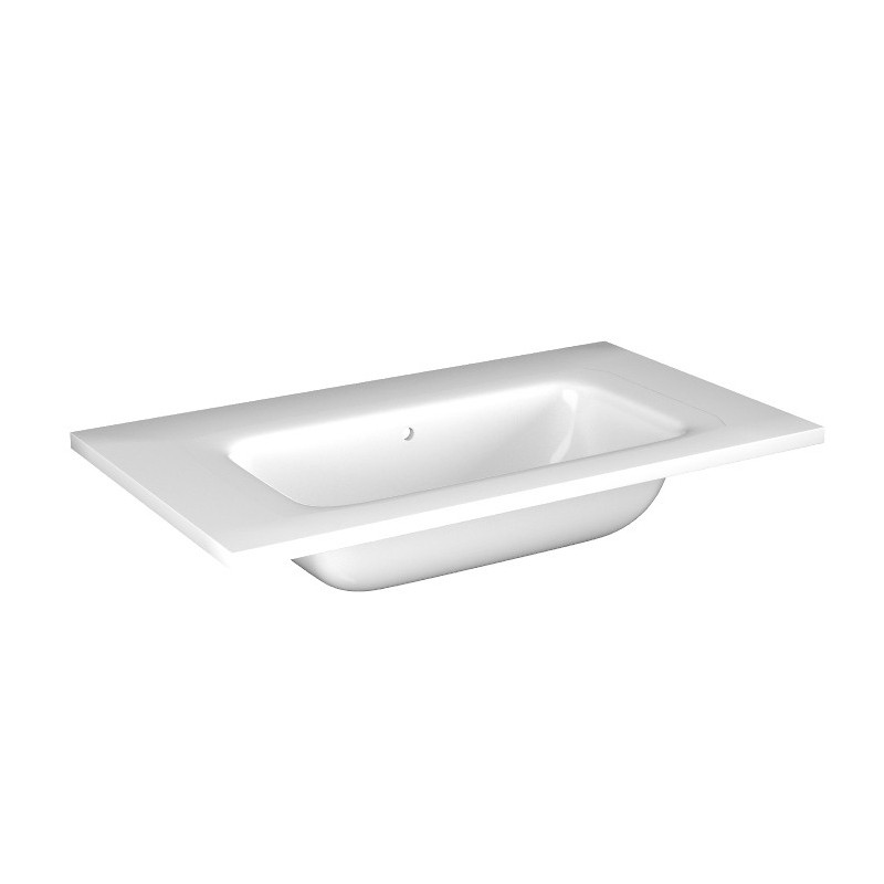 Krofam e-Lov Szafka podumywalkowa 80 cm biały połysk z umywalką ceramiczną (137-0003+137-0556)