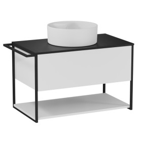 Krofam e-Lov Szafka podumywalkowa 80 cm biały połysk z blatem i umywalką (137-0003+156-0107+137-0503)