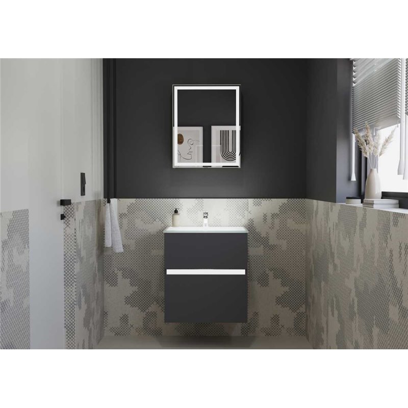 Krofam Neo Szafka podumywalkowa 60 cm LED czarny mat (160-0101)