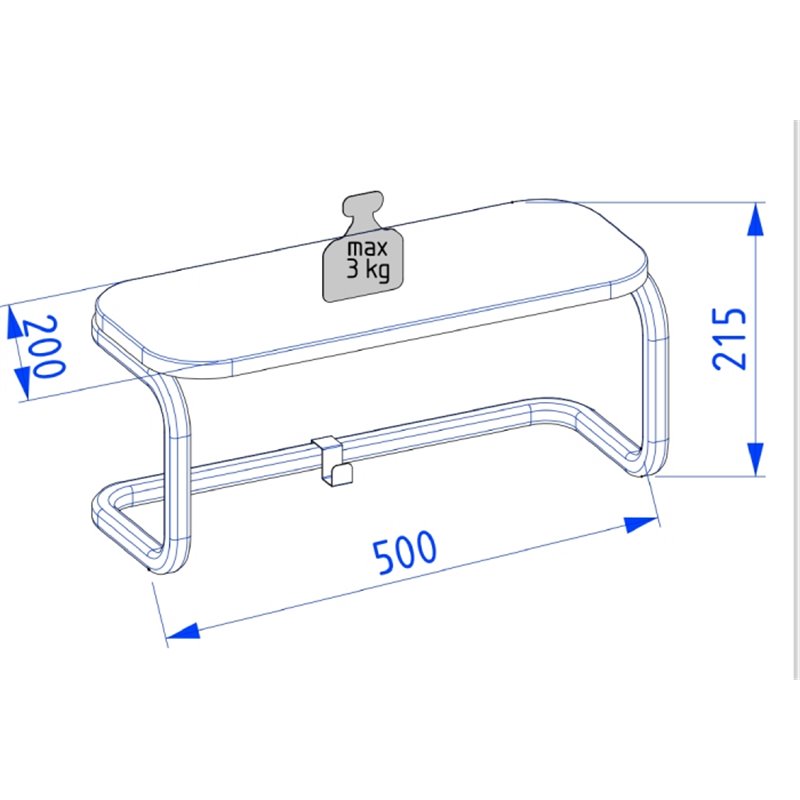 Krofam Comfy Podchwyt / półka stelażowa 50 cm antracyt połysk/ czarno szary mat (147-0116)
