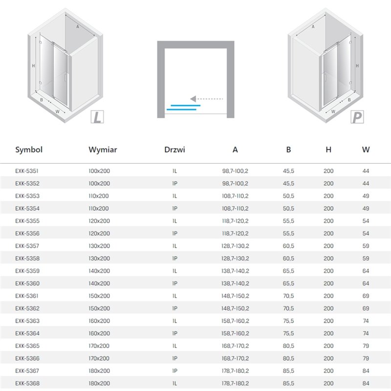 New Trendy Softi Drzwi wnękowe 1D Lewa 160x200 cm szkło czyste 8mm Active Shield 2.0  (EXK-5363)