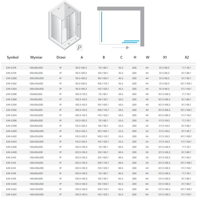New Trendy Softi Kabina prysznicowa 1D kwadratowa Prawa 110x110x200 8mm Active Shield 2.0 (EXK-5392)