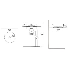Rak Ceramics SKIN Umywalka slim nablatowa okrągła 42 cm White Concrete - Efekt kamienia (SKICT4200627A)
