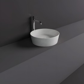 Rak Ceramics SKIN Umywalka slim nablatowa okrągła 42 cm White Concrete - Efekt kamienia (SKICT4200627A)
