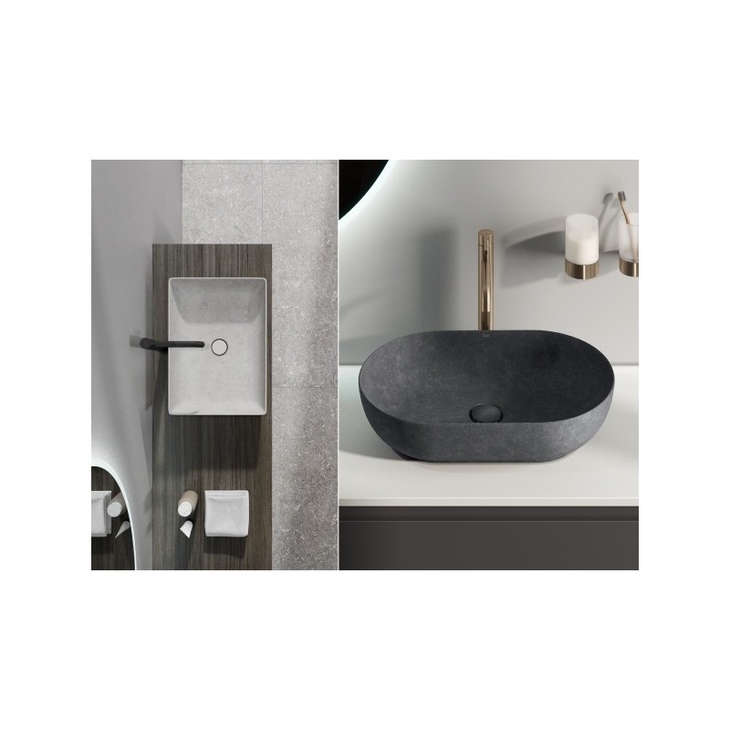 Rak Ceramics SKIN Umywalka slim nablatowa owalna 55x35 cm Blush Concrete - Efekt kamienia (SKICT5500630A)