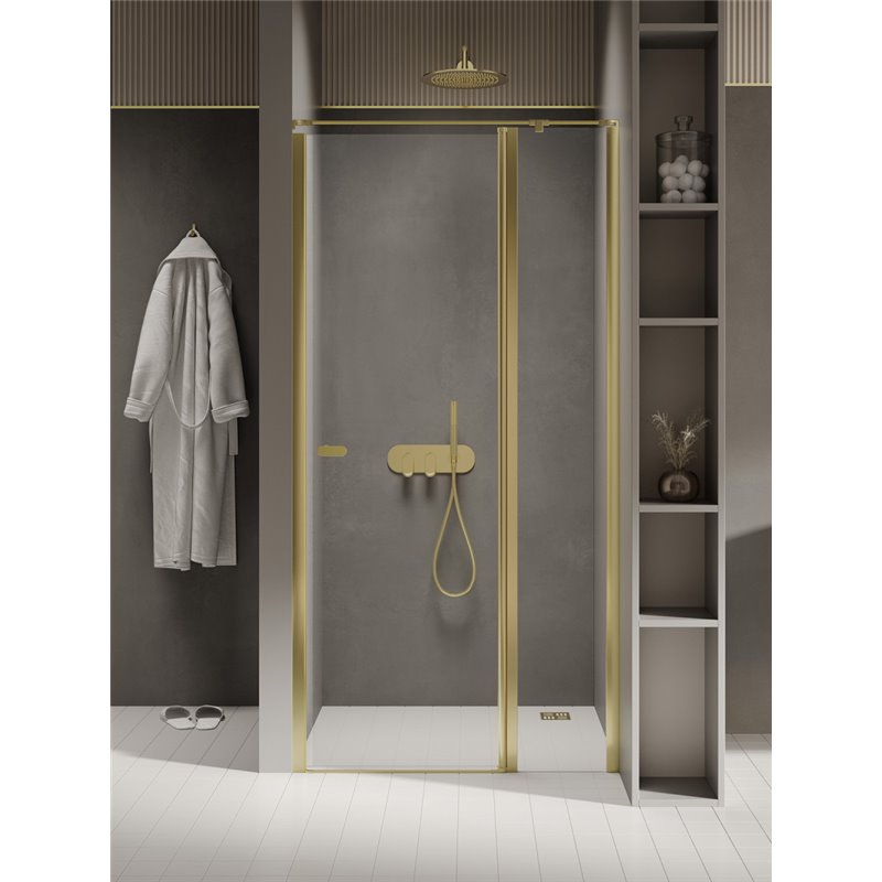 New Trendynew Soleo Light Gold Drzwi wnękowe 100x195 cm 6mm Active Shield 2.0 - z elementem stałym (D-0483A-WK)