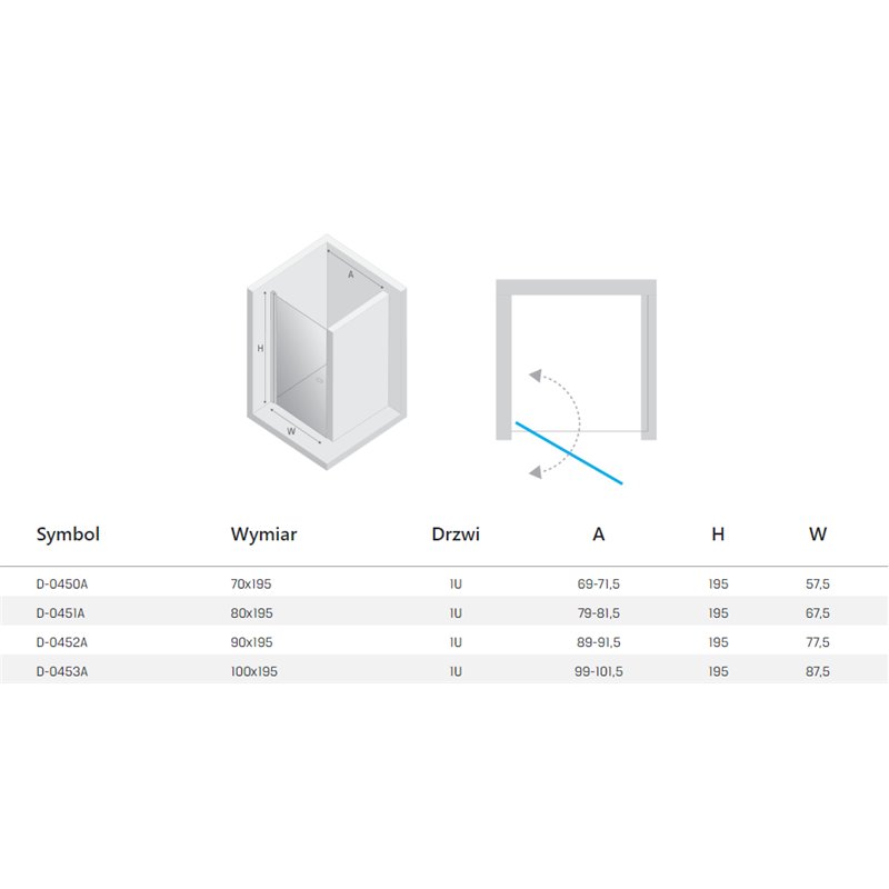 New Trendy New Soleo Light Gold Drzwi wnękowe 70x195 cm cm cm 6mm Active Shield 2.0  (D-0450A)