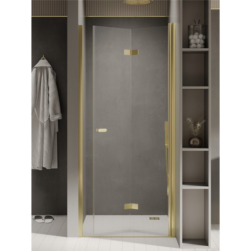 New Trendy New Soleo Light Gold Drzwi wnękowe Prawe 70x195 szkło czyste 6mm Active Shield 2.0 - składane (D-0461A)