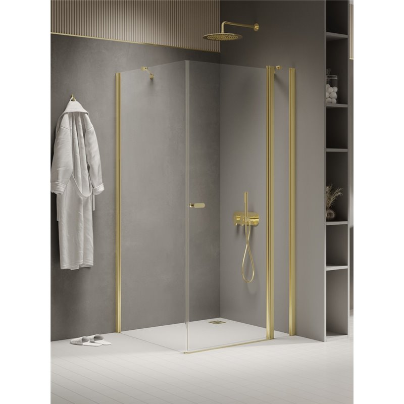 New Trendy New Soleo Light Gold Kabina prysznicowa prostokątna U 100x80x195 szkło czyste 6mm Active Shield 2.0 (K-1858)
