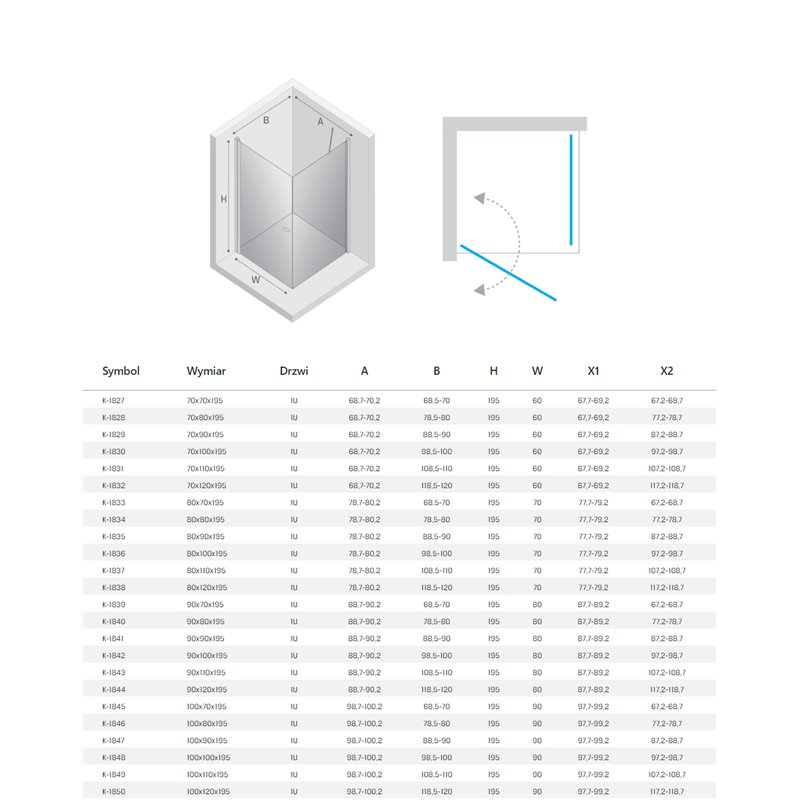 New Trendy New Soleo Light Gold Kabina prysznicowa 1D kwadratowa U 80x80x195 cm Active Shield 2.0 (K-1834)