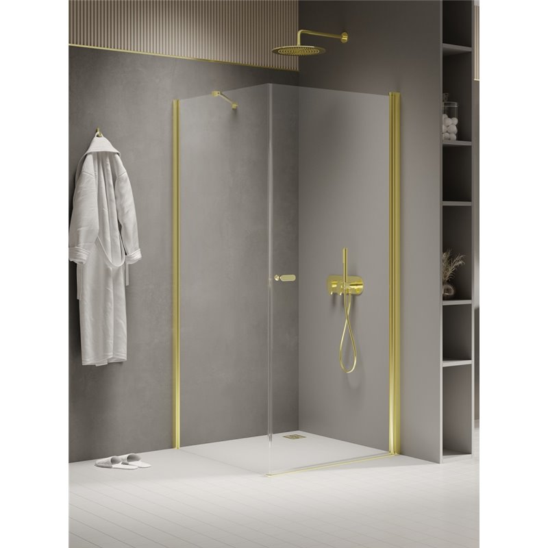New Trendy New Soleo Light Gold Kabina prysznicowa 1D prostokątna U 80x110x195 cm Active Shield 2.0 (K-1837)