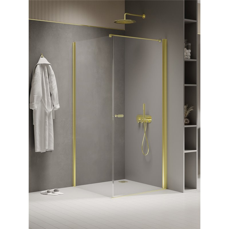 New Trendy New Soleo Light Gold Kabina prysznicowa 1D prostokątna U 100x110x195 cm Active Shield 2.0 (K-1849-WP)