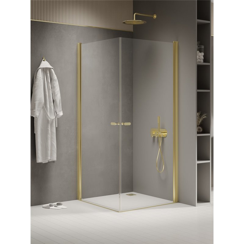 New Trendy New Soleo Light Gold Kabina prysznicowa 2D kwadratowa U 80x80x195 cm Active Shield 2.0 (K-1879)