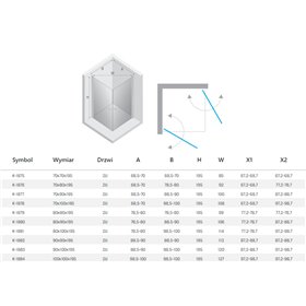 New Trendy New Soleo Light Gold Kabina prysznicowa 2D prostokątna U 80x90x195 cm Active Shield 2.0 (K-1880)