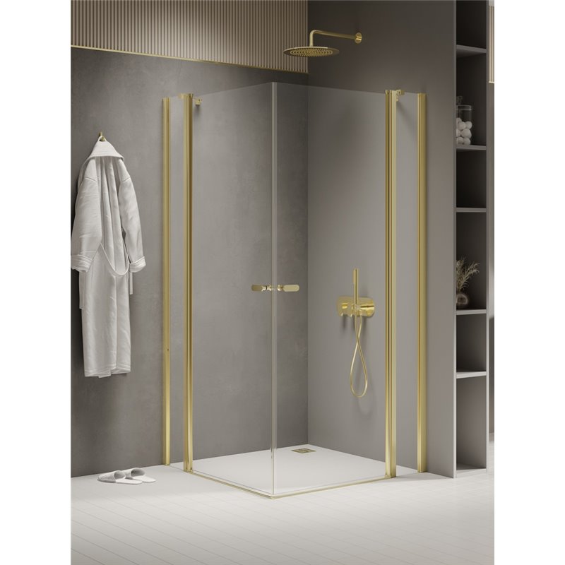 New Trendy New Soleo Light Gold Kabina prysznicowa 2D prostokątna U 100x110x195 cm Active Shield 2.0  (K-1890)
