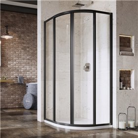 Ravak Supernova Kabina prysznicowa półokrągła przesuwna czteroelementowa 90 cm czarna (3117O302Z1)