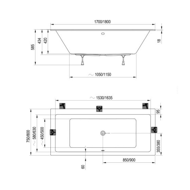 Ravak Formy 01 Slim Wanna prostokątna biała 170x75 cm (C691300000)