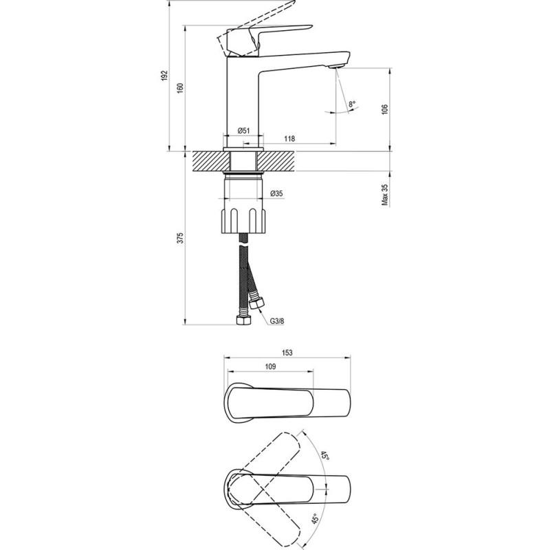 Ravak Life Bateria umywalkowa stojąca Chrom (X070470)