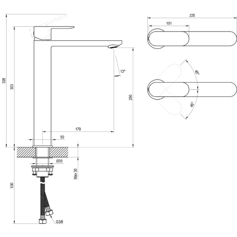 Ravak Chrome II Bateria umywalkowa stojąca Czarna (X070459)