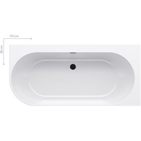 Ravak Freedom Wanna wolnostojąca narożna 170x80 cm prawa biała z chromowanym odpływem i przelewem (XC00100040)