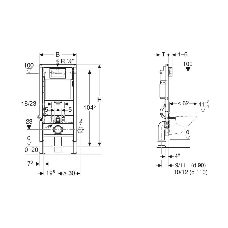 Geberit Duofix Delta UP100 Stelaż podtynkowy do WC 50/112/12 cm (111.170.00.1)