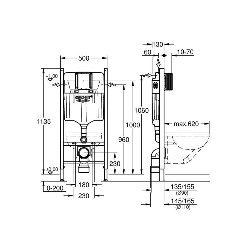 Grohe Rapid SL Stelaż WC podtynkowy do zabudowy (38840000)