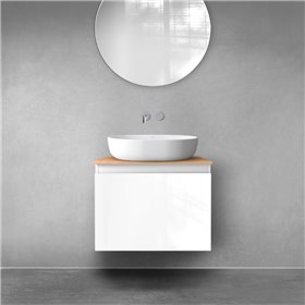 Oltens Vernal szafka 60 cm podumywalkowa wisząca z blatem biały połysk/dąb (68111000)