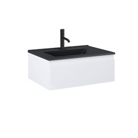 Oltens Jog szafka biały połysk z umywalką czarną 60 cm (68005000)