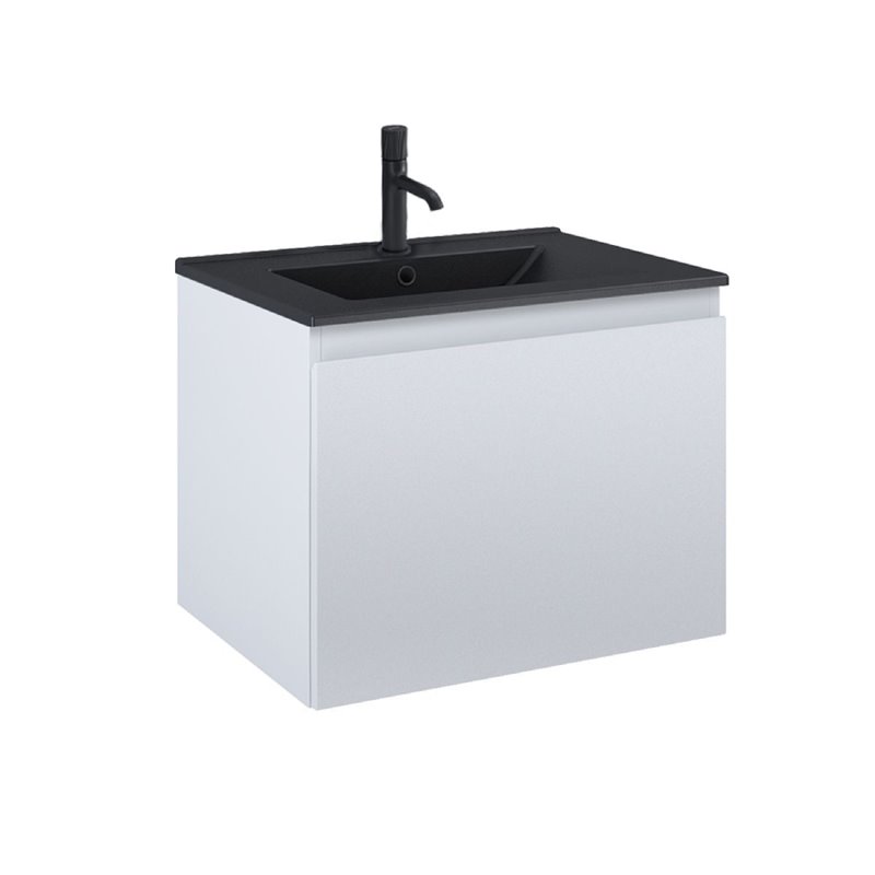 Oltens Jog szafka szary mat (1 szuflada) z umywalką czarną 60 cm (68013700)